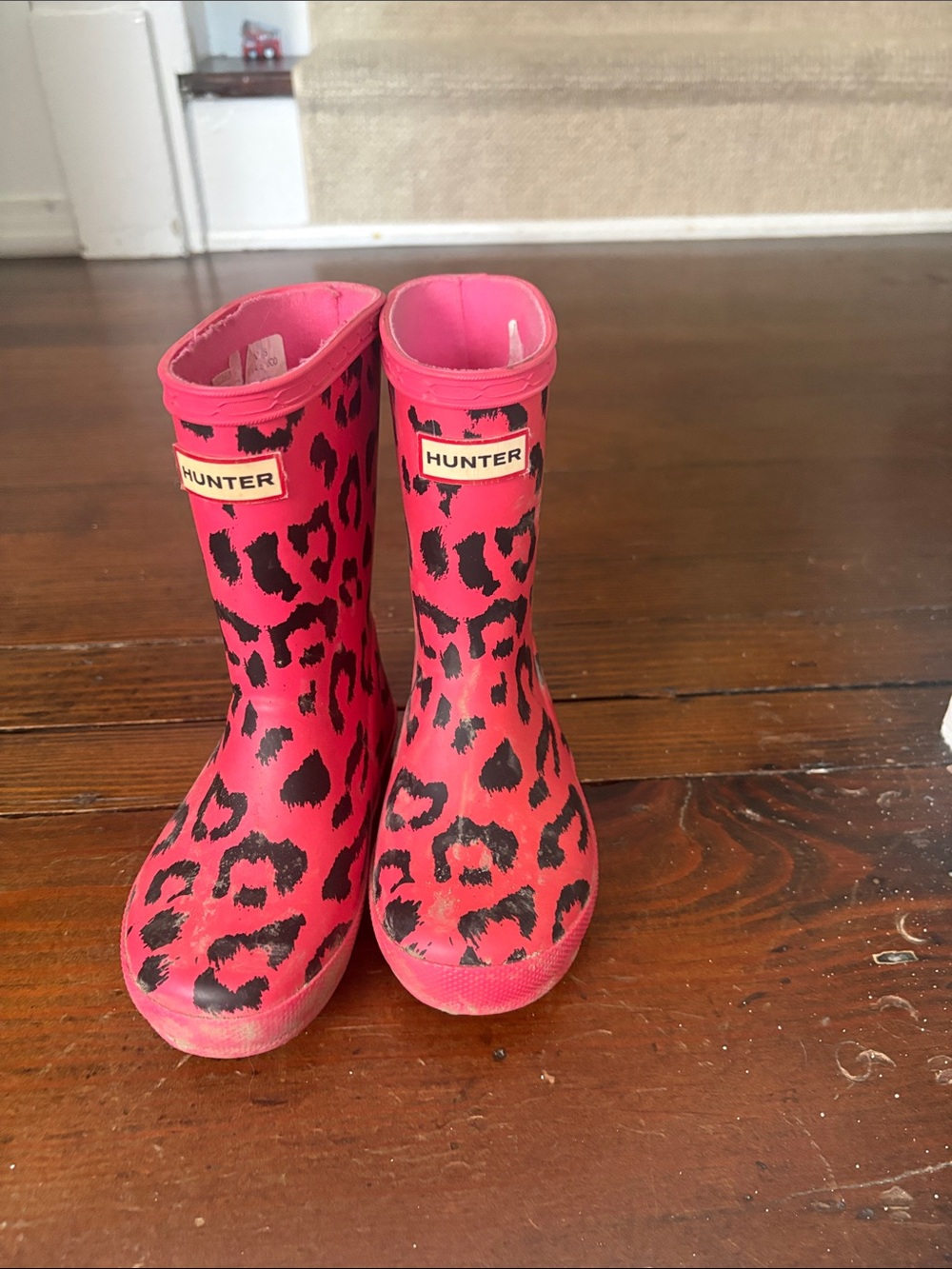 Hunter Kids Hot Pink Leopard Rain Boots